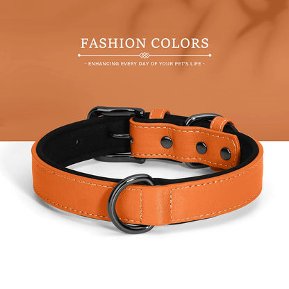Soft Padded PU Leather Dog Collar – Stylish Comfort for All Breeds