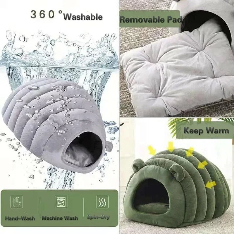 Cozy Haven 4-Season Cat House - Bite Resistant, Washable Bed