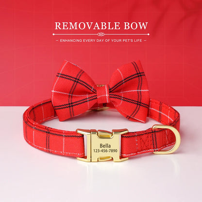 BowtieCharm Personalized Dog & Cat Collar – Custom Engraved Nameplate for Small and Toy Breeds