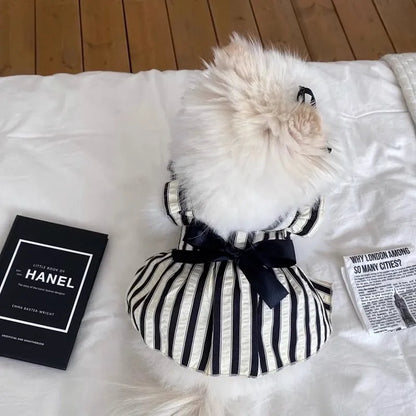 LuxePaws Striped Princess Dress – Chic Summer Vest Skirt for Small Dogs