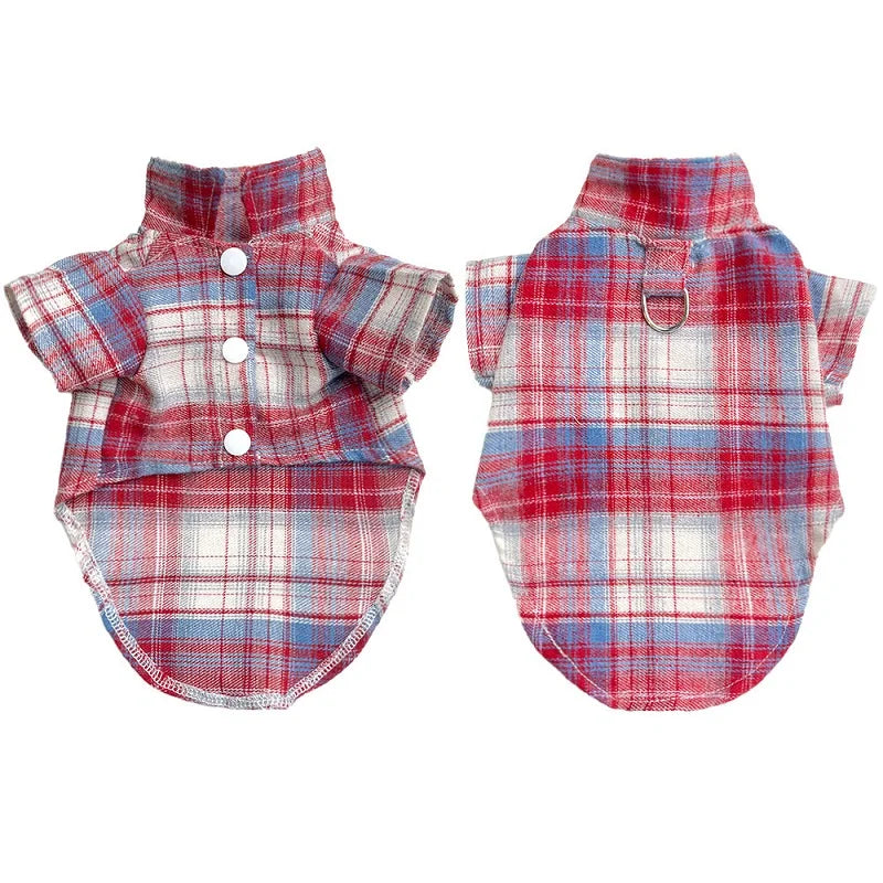 TimberPlaid Classical Breathable Pet Shirt – Lightweight Autumn Button-Up Coat for Cats and Small to Large Dogs