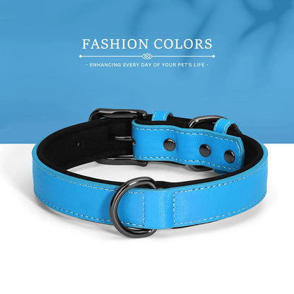 Soft Padded PU Leather Dog Collar – Stylish Comfort for All Breeds