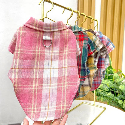 TimberPlaid Classical Breathable Pet Shirt – Lightweight Autumn Button-Up Coat for Cats and Small to Large Dogs