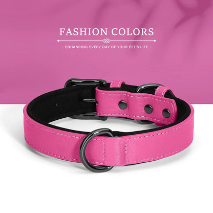 Soft Padded PU Leather Dog Collar – Stylish Comfort for All Breeds