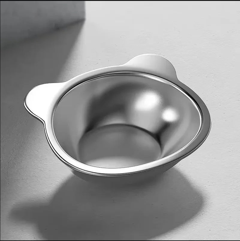 Elevated Stainless Steel Cat Bowl with Slanted Neck Guard