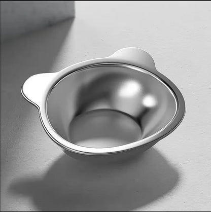 Elevated Stainless Steel Cat Bowl with Slanted Neck Guard