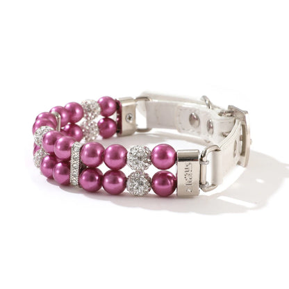 PearlGlow Artificial Pearl & Rhinestone Pet Collar – Elegant Party Necklace for Cats and Dogs