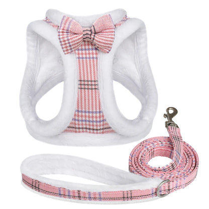 Snug & Stylish: Winter Warm Harness Leash Set for Small & Medium Pets