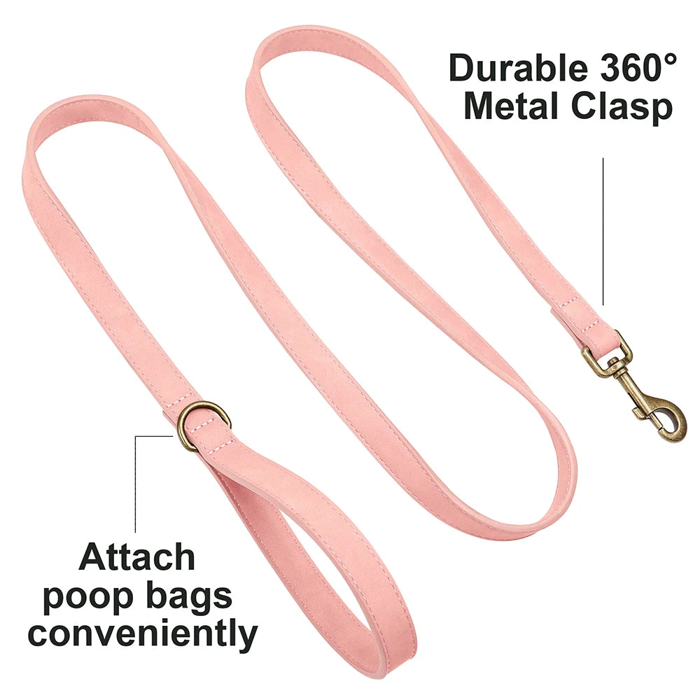 ComfortGrip Premium PU Leather Dog Leash – Heavy-Duty 5ft Walking Lead with 360° Rotatable Hook