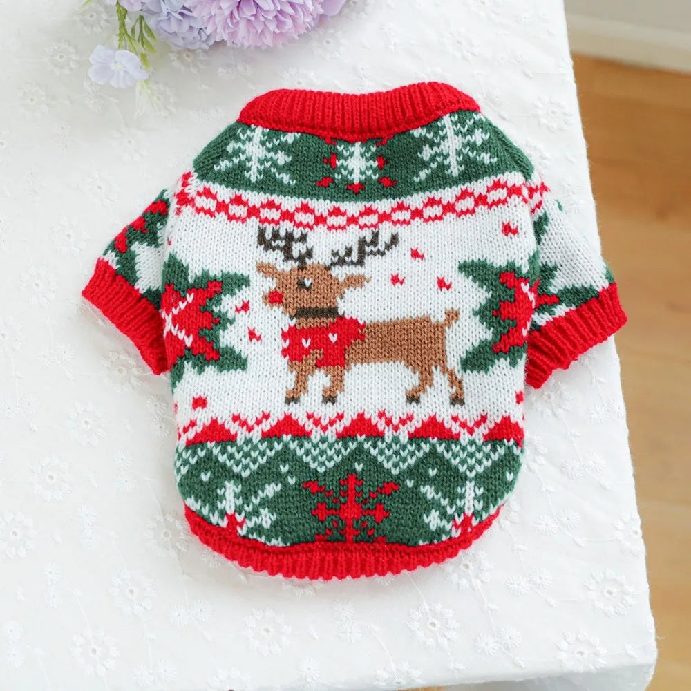 Cozy Christmas Rudolph Elk Sweater - Festive Knitwear for Your Pet