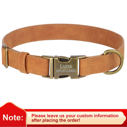 Customizable Leather Dog Collar - Free Personalize for All Breeds