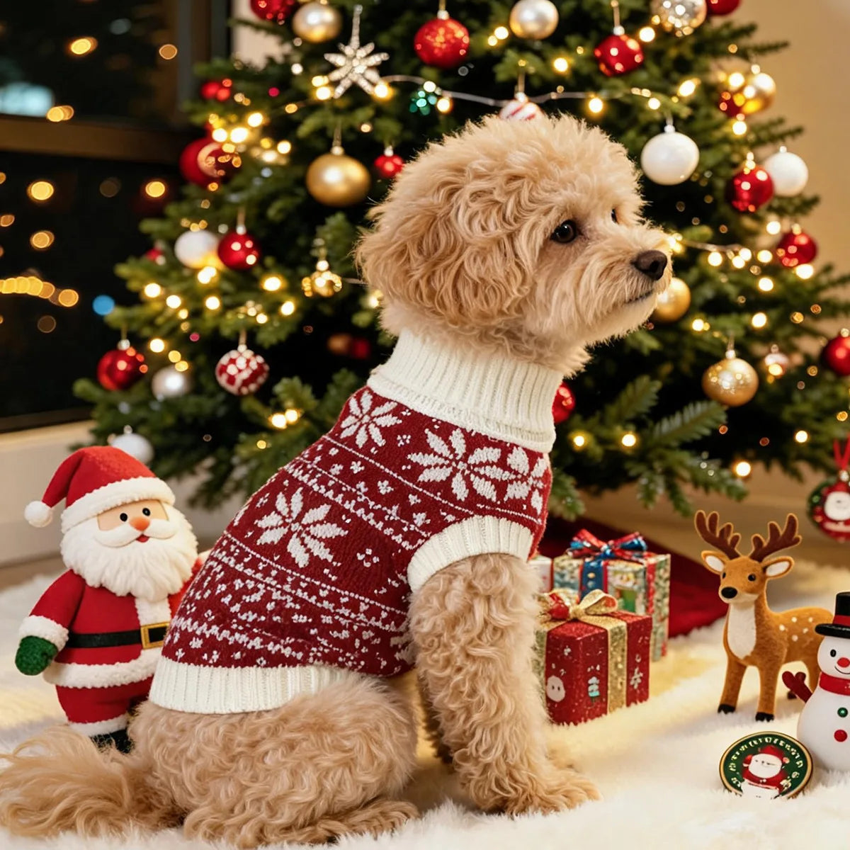 HolidaySnuggle Knitted Christmas Pet Sweater – Cozy Festive Tank Top for Dogs & Puppies