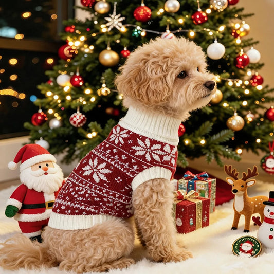 HolidaySnuggle Knitted Christmas Pet Sweater – Cozy Festive Tank Top for Dogs & Puppies