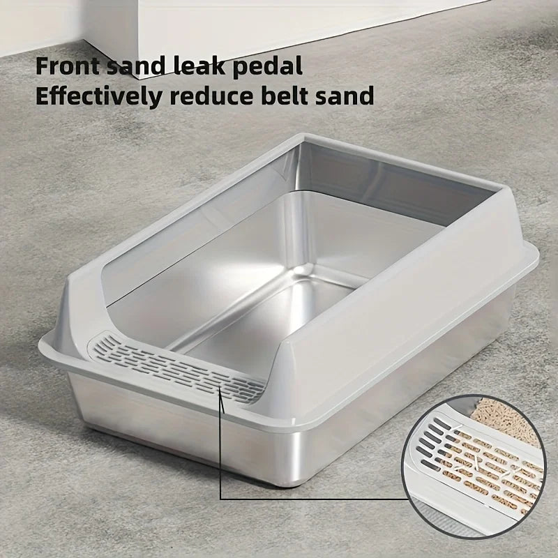 CleanSplash Stainless Steel Litter Box – Odor-Resistant, Leak-Proof & High-Sided Design