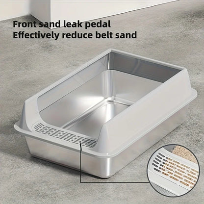 CleanSplash Stainless Steel Litter Box – Odor-Resistant, Leak-Proof & High-Sided Design