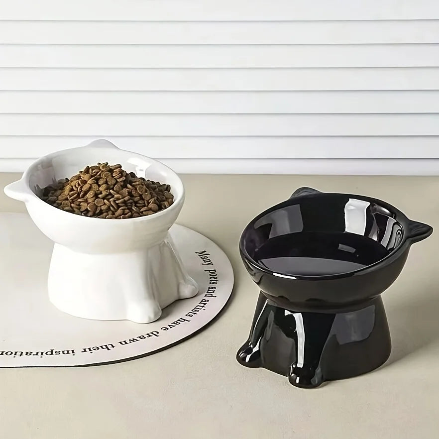 PurrComfort Orthopedic Tilted Cat Bowl – Anti-Vomiting 15° Slanted Food & Water Feeding Station with Stable Non-Slip Base