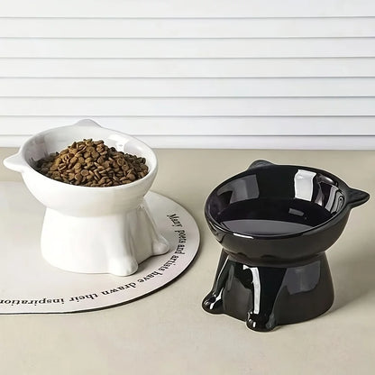 PurrComfort Orthopedic Tilted Cat Bowl – Anti-Vomiting 15° Slanted Food & Water Feeding Station with Stable Non-Slip Base