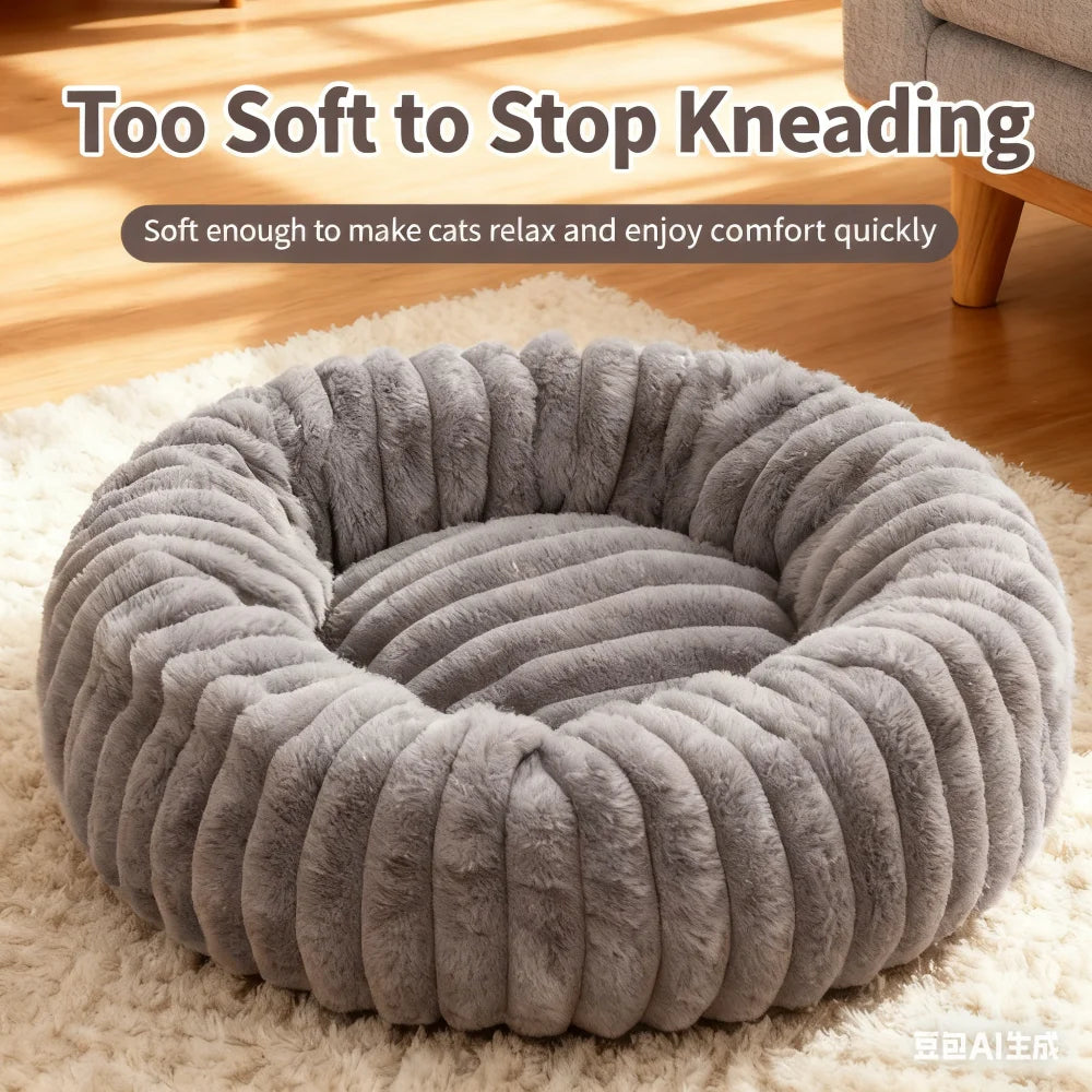 SnuggleNest Striped Pet Bed – Luxurious Comfort for Cats & Small Dogs