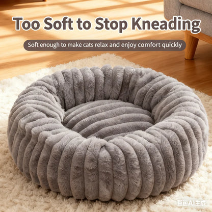 SnuggleNest Striped Pet Bed – Luxurious Comfort for Cats & Small Dogs