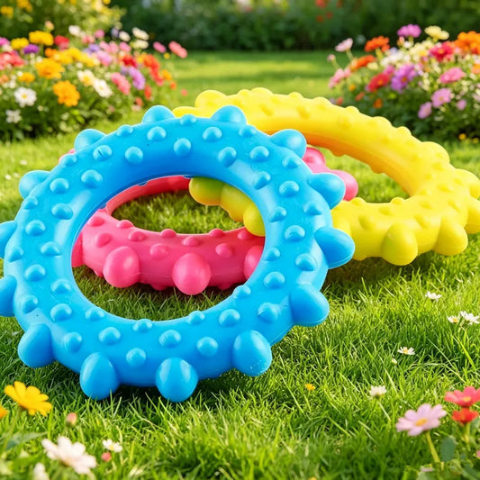 RingO’Joy Textured Rubber Teething Ring – Safe & Interactive Chew Toy