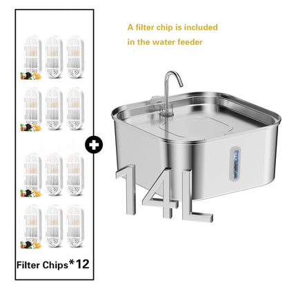 AquaFlow Stainless Steel Pet Water Fountain – Silent Hydration for Cats & Dogs