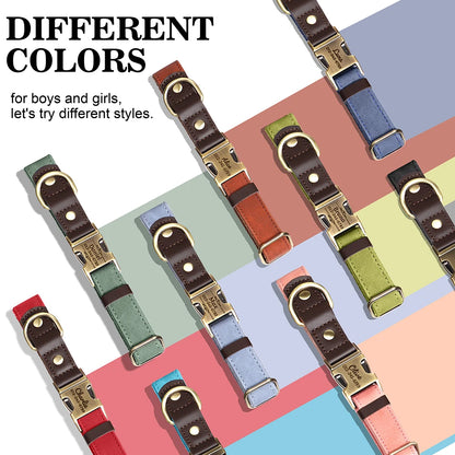 RetroChic Custom Engraved Leather Dog Collar – Personalized Vintage Style for All Breeds