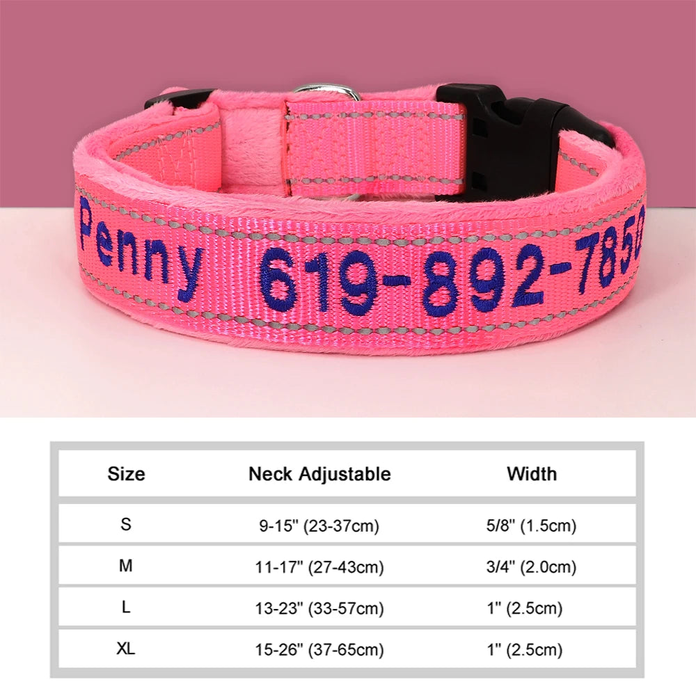 GuardGlow Personalized Embroidered Reflective Dog Collar – Premium Padded Night Safety for All Breeds