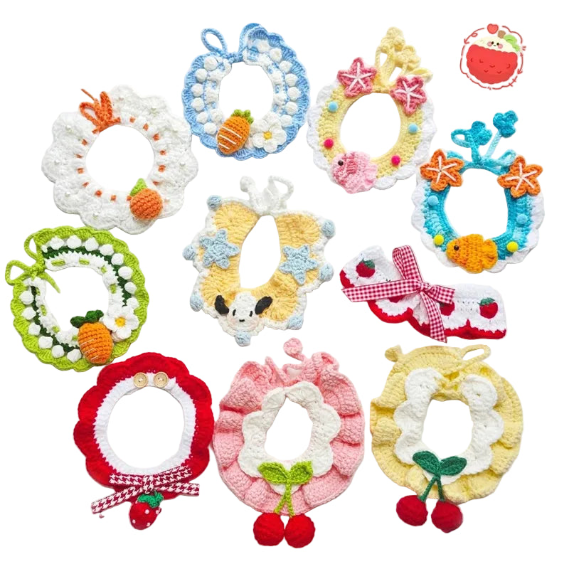 CozyFruit Handmade Knitted Neck Collar – Cute Accessories for Cats and Dogs