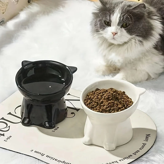 PurrComfort Orthopedic Tilted Cat Bowl – Anti-Vomiting 15° Slanted Food & Water Feeding Station with Stable Non-Slip Base