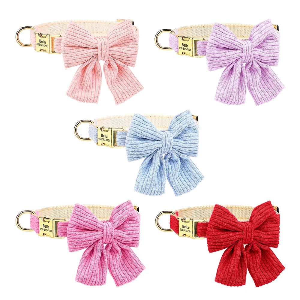 Bowtie Charm Custom Dog Collar - Personalized Elegance for Your Pet