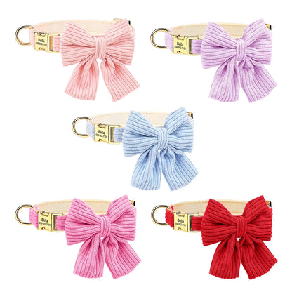 Bowtie Charm Custom Dog Collar - Personalized Elegance for Your Pet