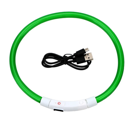 NightGlow USB Rechargeable LED Safety Collar – High-Visibility Cut-to-Fit Loss Prevention Collar