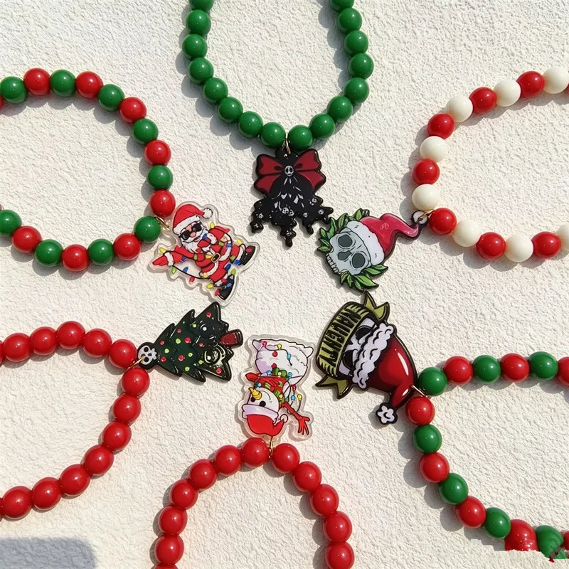 JollyJingle Xmas Beaded Pet Necklace – Festive Holiday Charm Collar