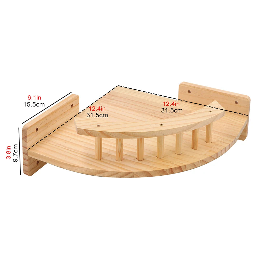 WhiskerWonder Wall-Mounted Cat Playground - Wooden Climbing Shelves & Sisal Scratcher
