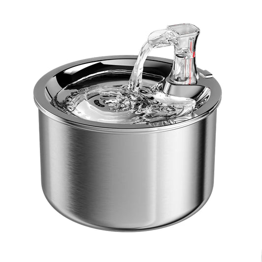 PureFlow Stainless Steel Pet Water Fountain – Automatic Hydration with Optional Sensor & Heater