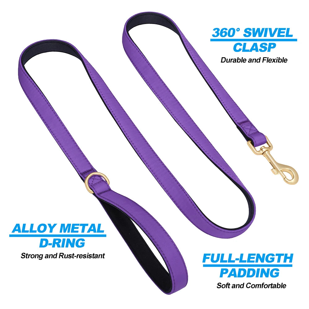 Vibrant Nylon Dog Leash – Heavy-Duty Walking Lead with Soft Padded Handle