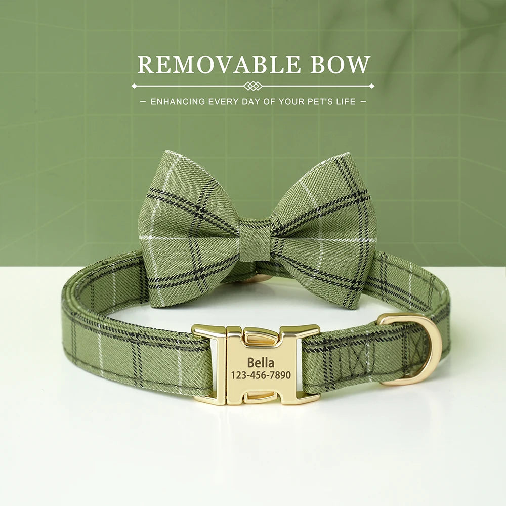 BowtieCharm Personalized Dog & Cat Collar – Custom Engraved Nameplate for Small and Toy Breeds