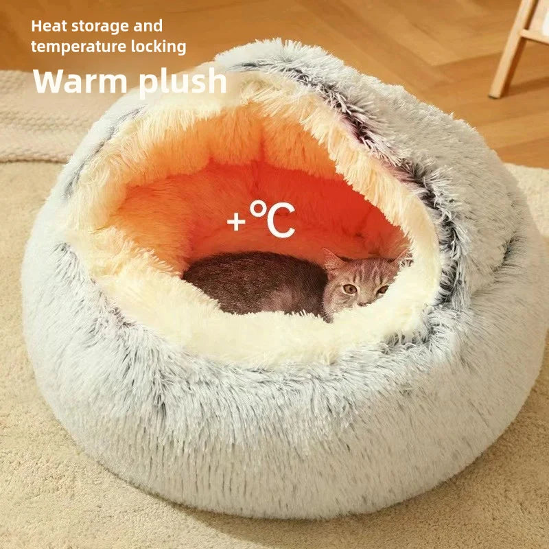 Cozy Cuddle Plush Nest: 2-in-1 Cat & Puppy Bed for Ultimate Warmth