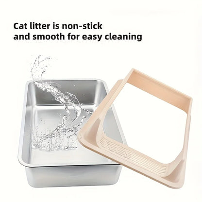 CleanSplash Stainless Steel Litter Box – Odor-Resistant, Leak-Proof & High-Sided Design