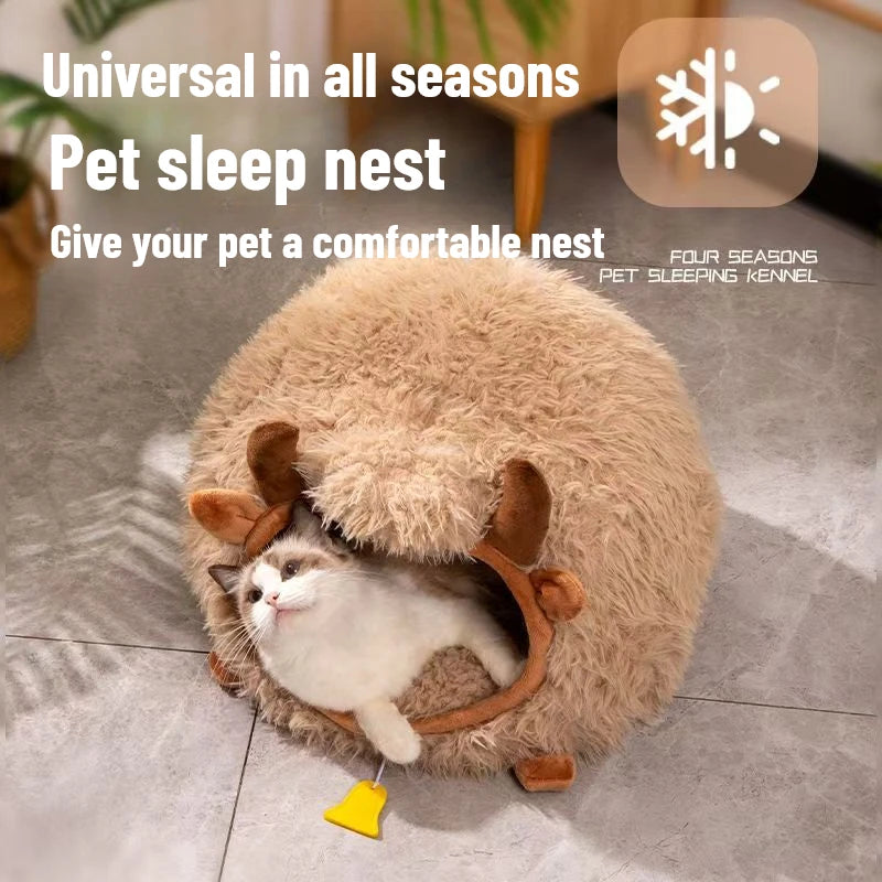 Yak Cozy Haven – Charming Semi-Enclosed Bed for Cats and Dogs