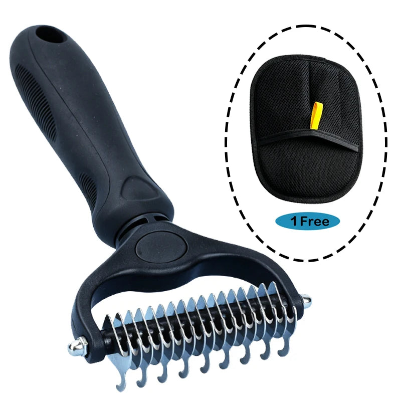 Dual-Action Pet Grooming Comb – Professional Stainless Steel Detangler & Undercoat Tool