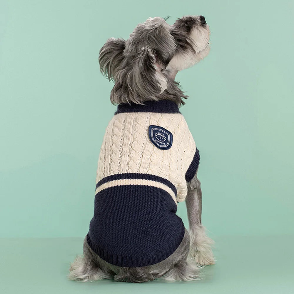 Cozy Classics: Festive Cotton Sweater for Small & Medium Pets