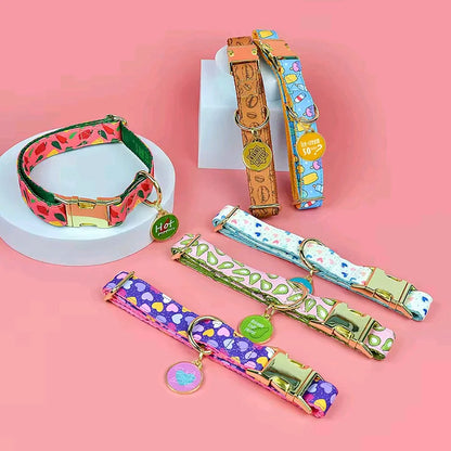 Vibrant Paws Luxury Double-Sided Collar & Leash Set – Adjustable and Colorful for All Dogs