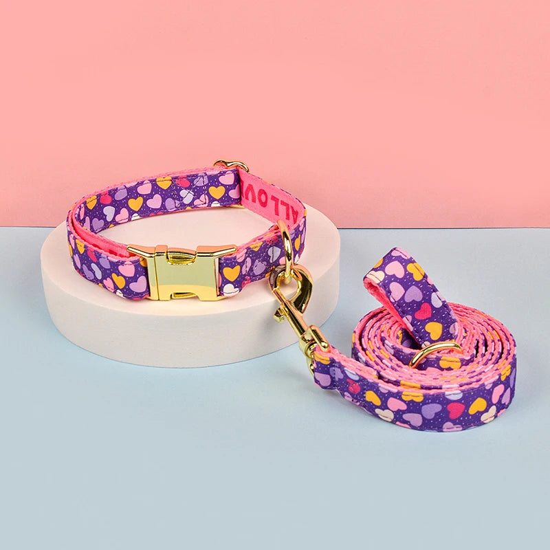 Vibrant Paws Luxury Double-Sided Collar & Leash Set – Adjustable and Colorful for All Dogs