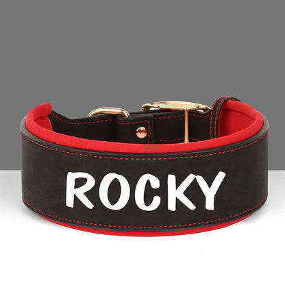TitanTough Personalized Wide Leather Dog Collar – Premium Padded Heavy-Duty ID Protection for Medium & Large Breeds