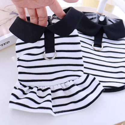 LuxePaws Striped Princess Dress – Chic Summer Vest Skirt for Small Dogs