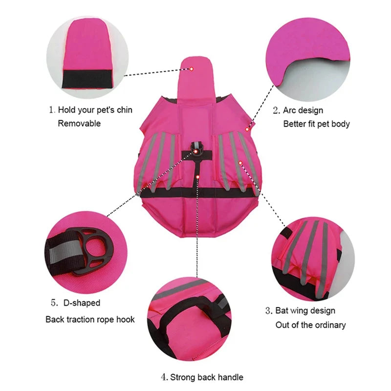 AquaSafe High Buoyancy Dog Life Jacket – Adjustable Safety Preserver Vest with Rescue Handle