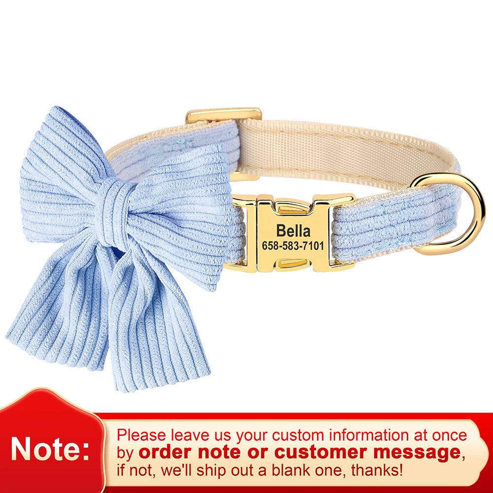 Bowtie Charm Custom Dog Collar - Personalized Elegance for Your Pet