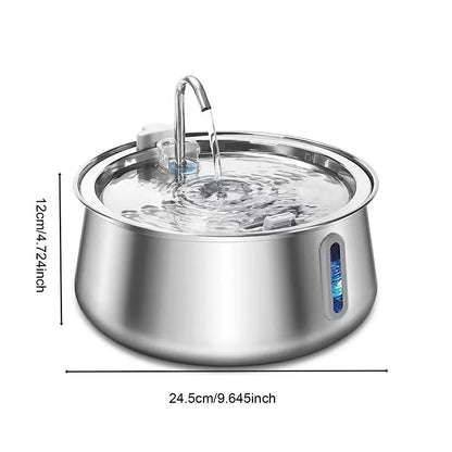 4L Stainless Steel Cat Drinking Fountain – Ultra-Quiet Hydration for Multiple Pets