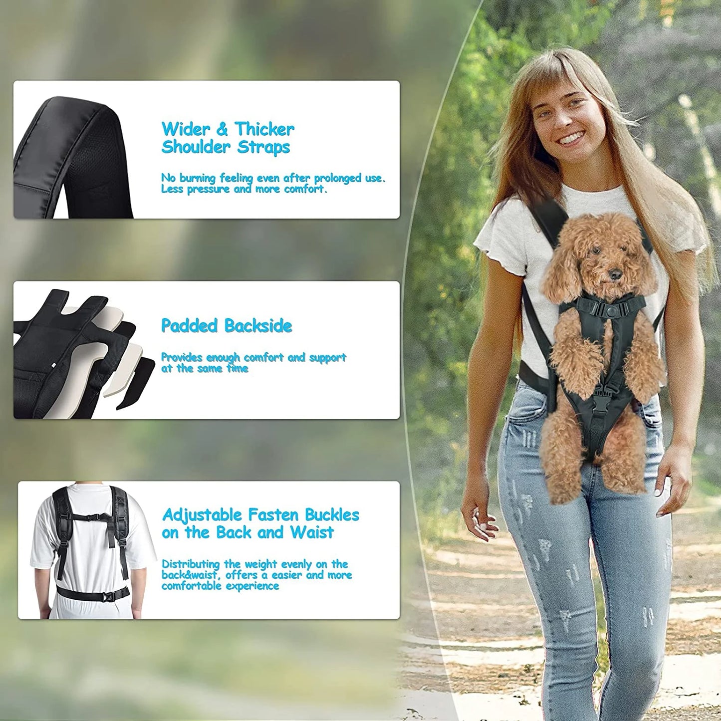 AeroTravel Hands-Free Front Pet Carrier Backpack – Premium Breathable Nylon Travel Vest for Cats and Small to Medium Dogs